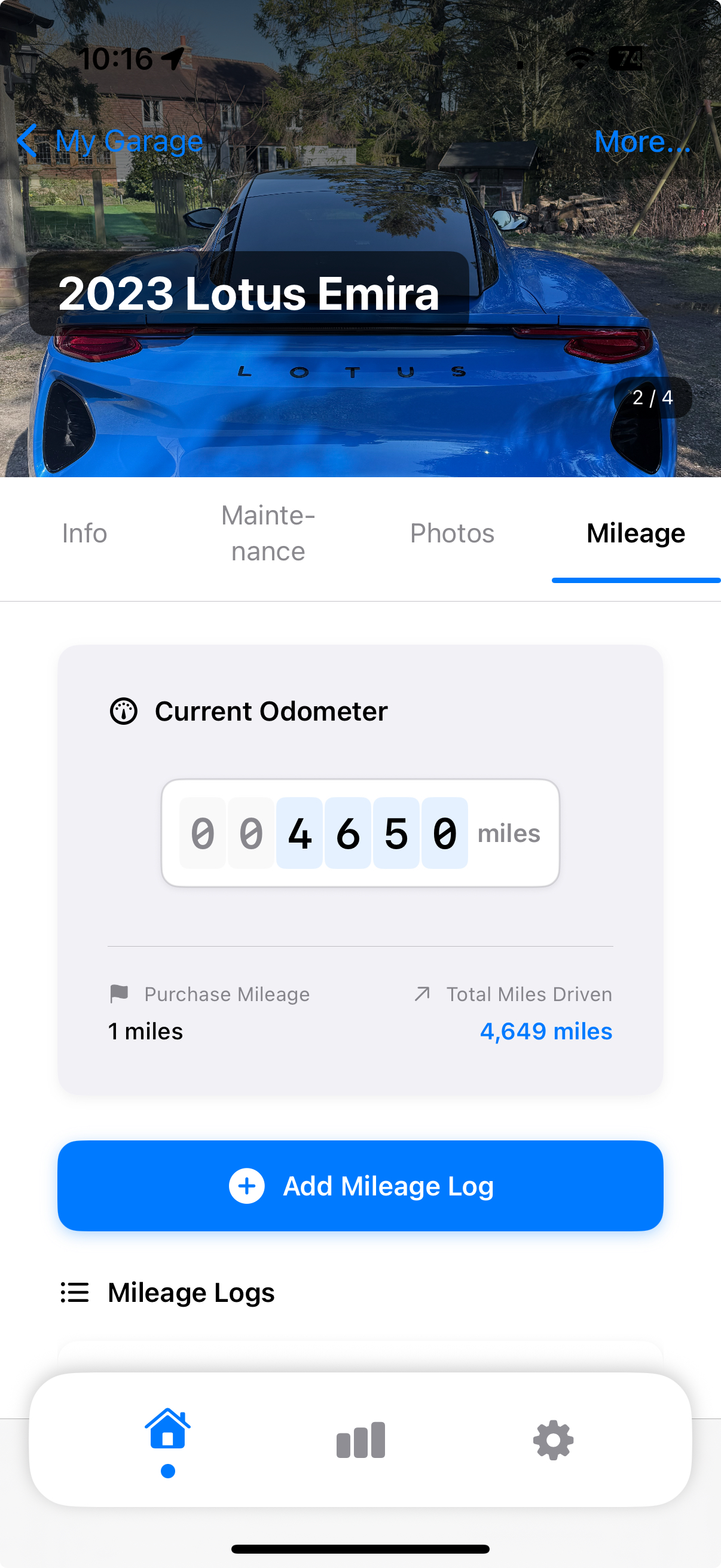 Fleety App - Mileage Log