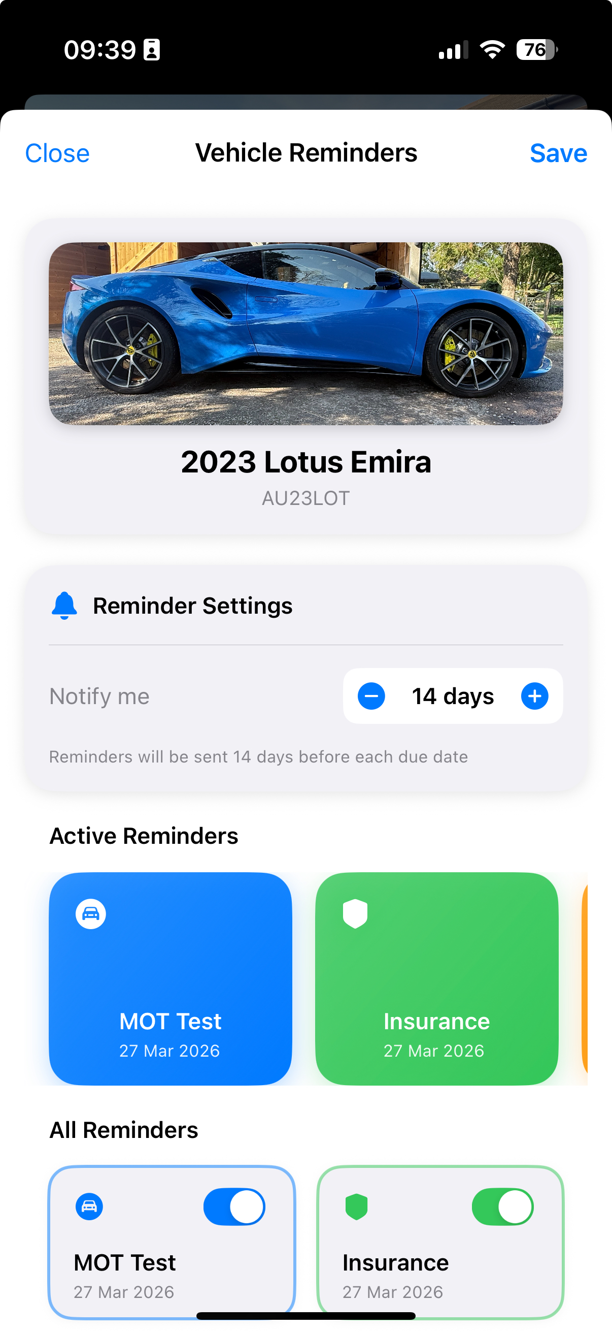 Fleety App - Set Reminders
